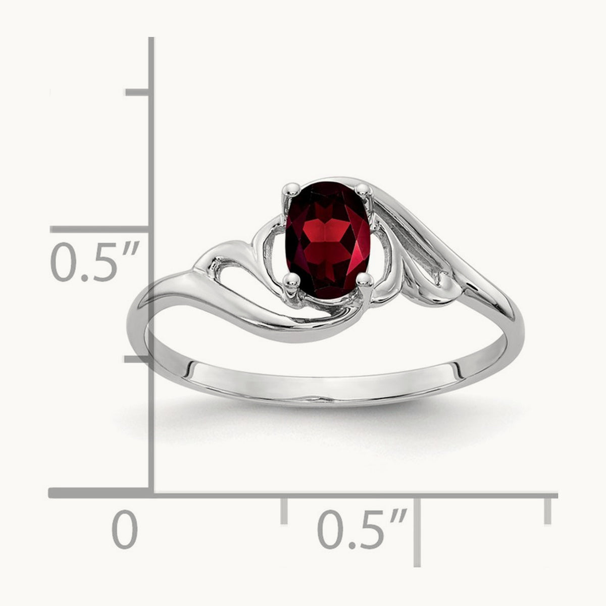 6x4mm Oval Garnet ring, 14K White Gold