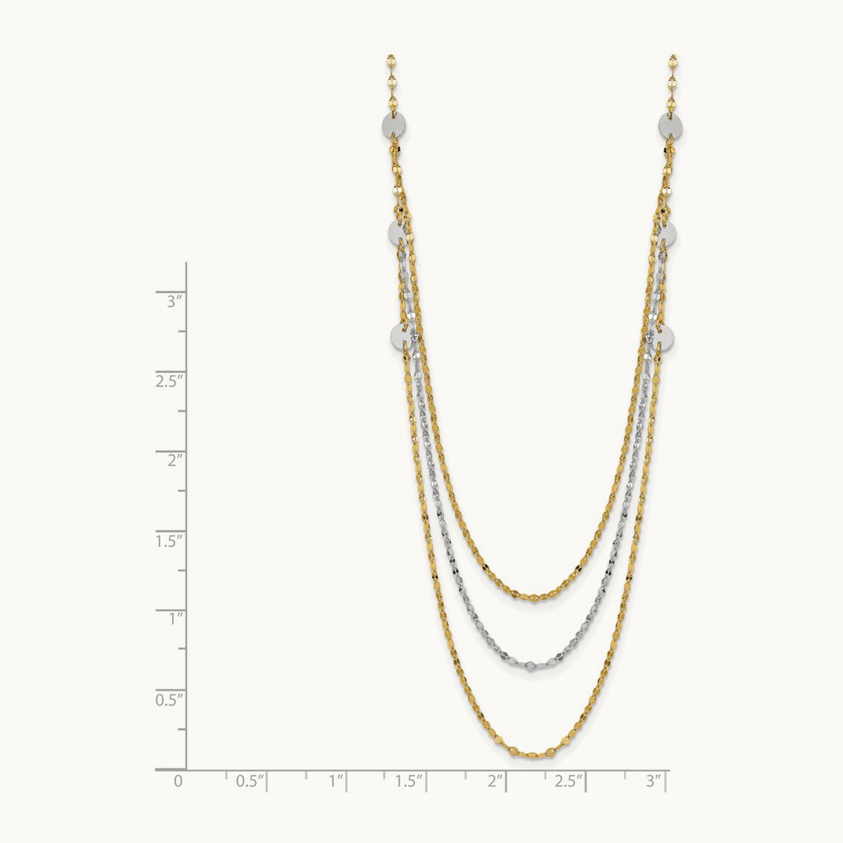 Triple Layer Polished Circles Fancy Necklace — 14K Two-Tone Gold