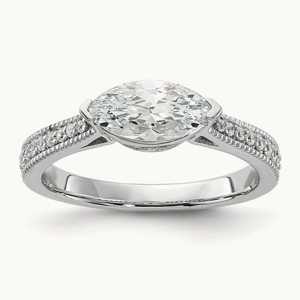 East West Marquise Semi-Mount Engagement Ring — 1 ct, 7