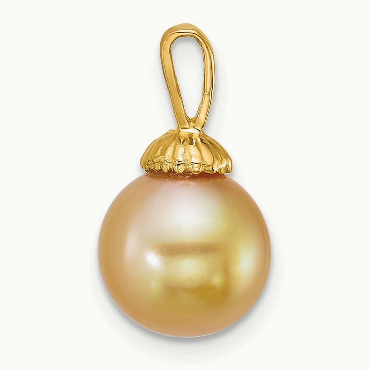 9- Rnd Golden South Sea Saltwater Cultured Pearl Pendant, 10mm, 14K
