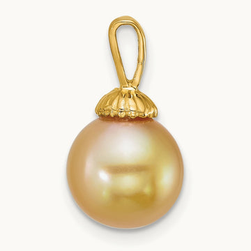 9- Rnd Golden South Sea Saltwater Cultured Pearl Pendant, 10mm, 14K