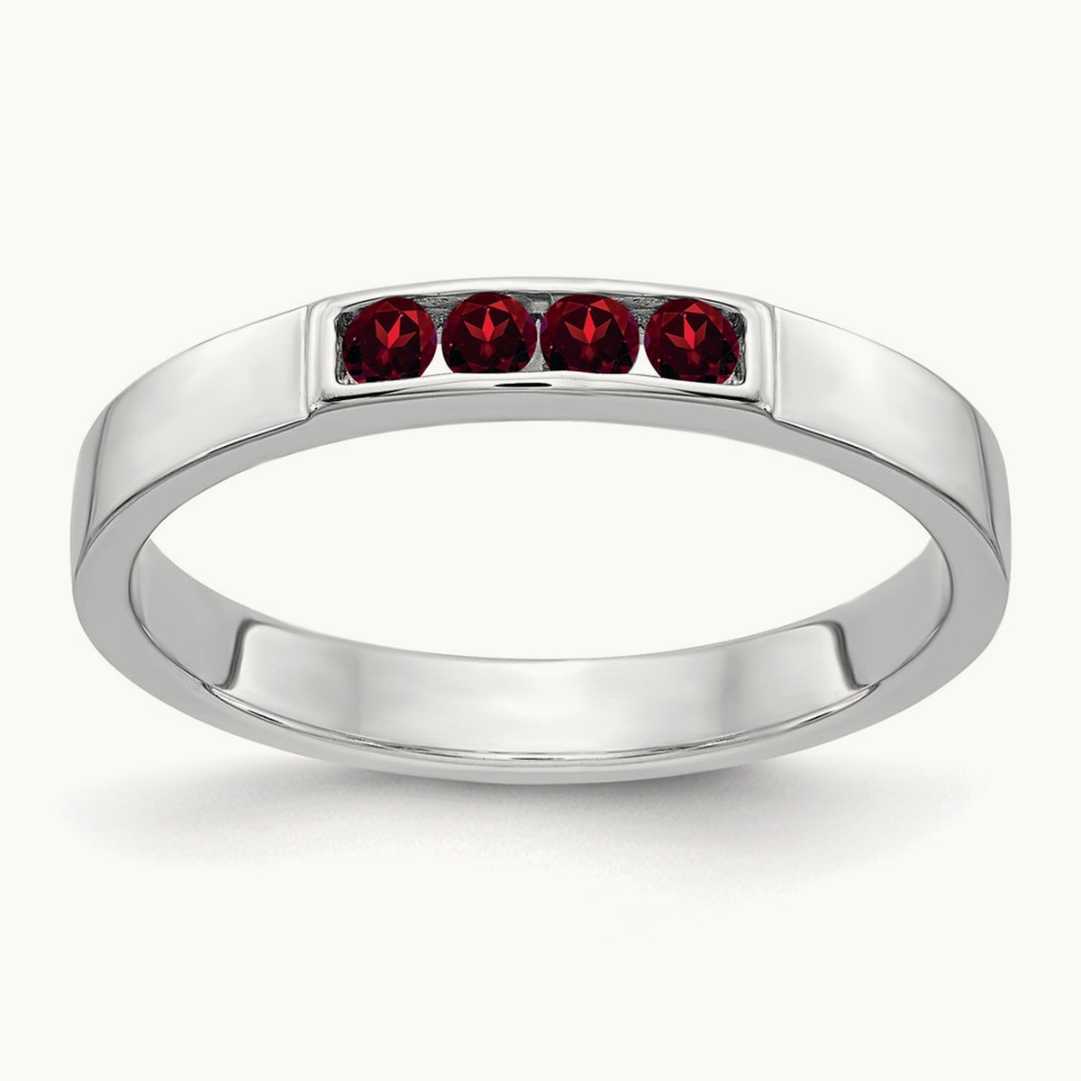 4-stone Garnet Band, 14K White Gold