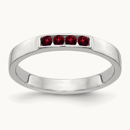 4-stone Garnet Band, 14K White Gold