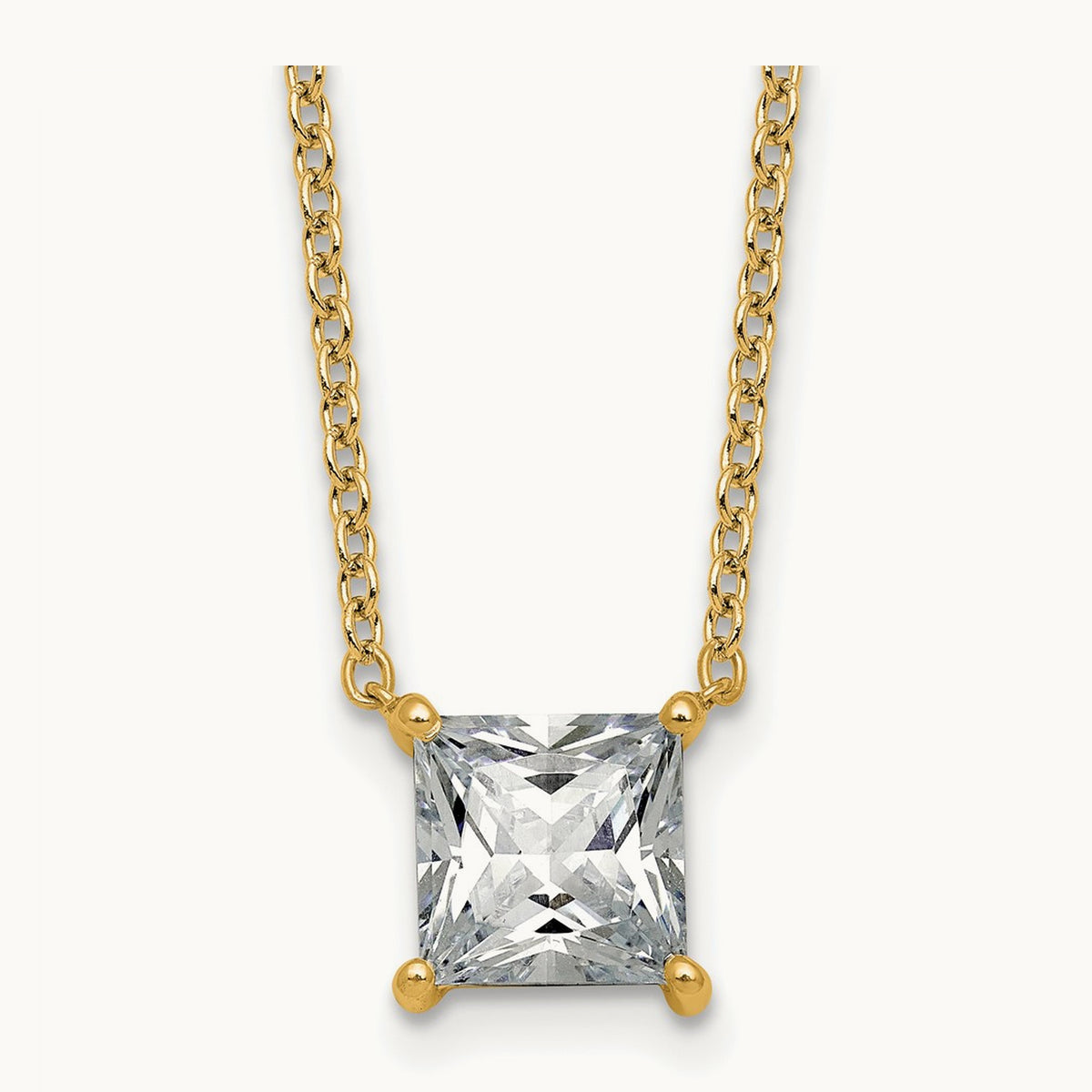 Princess Pendant Necklace, 0.25-4.00 ct tw Lab-Grown Diamond — 2 1/2 ct, 14K Yellow Gold