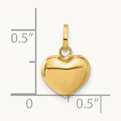 Polished 3-D Puffed Heart Pendant, 14K