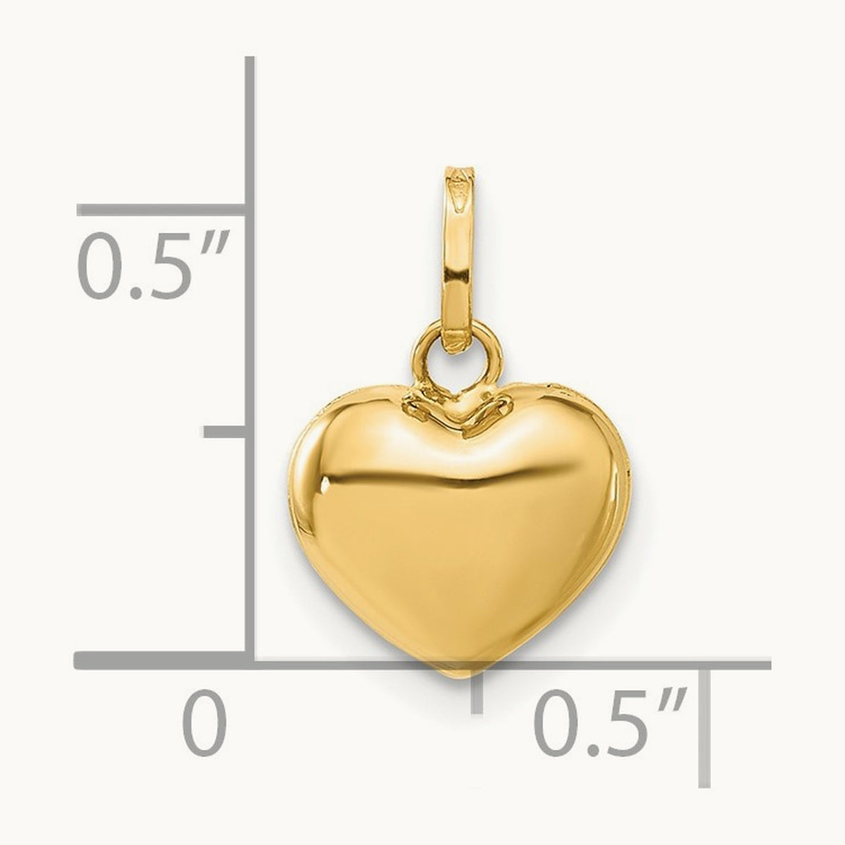Polished 3-D Puffed Heart Pendant, 14K