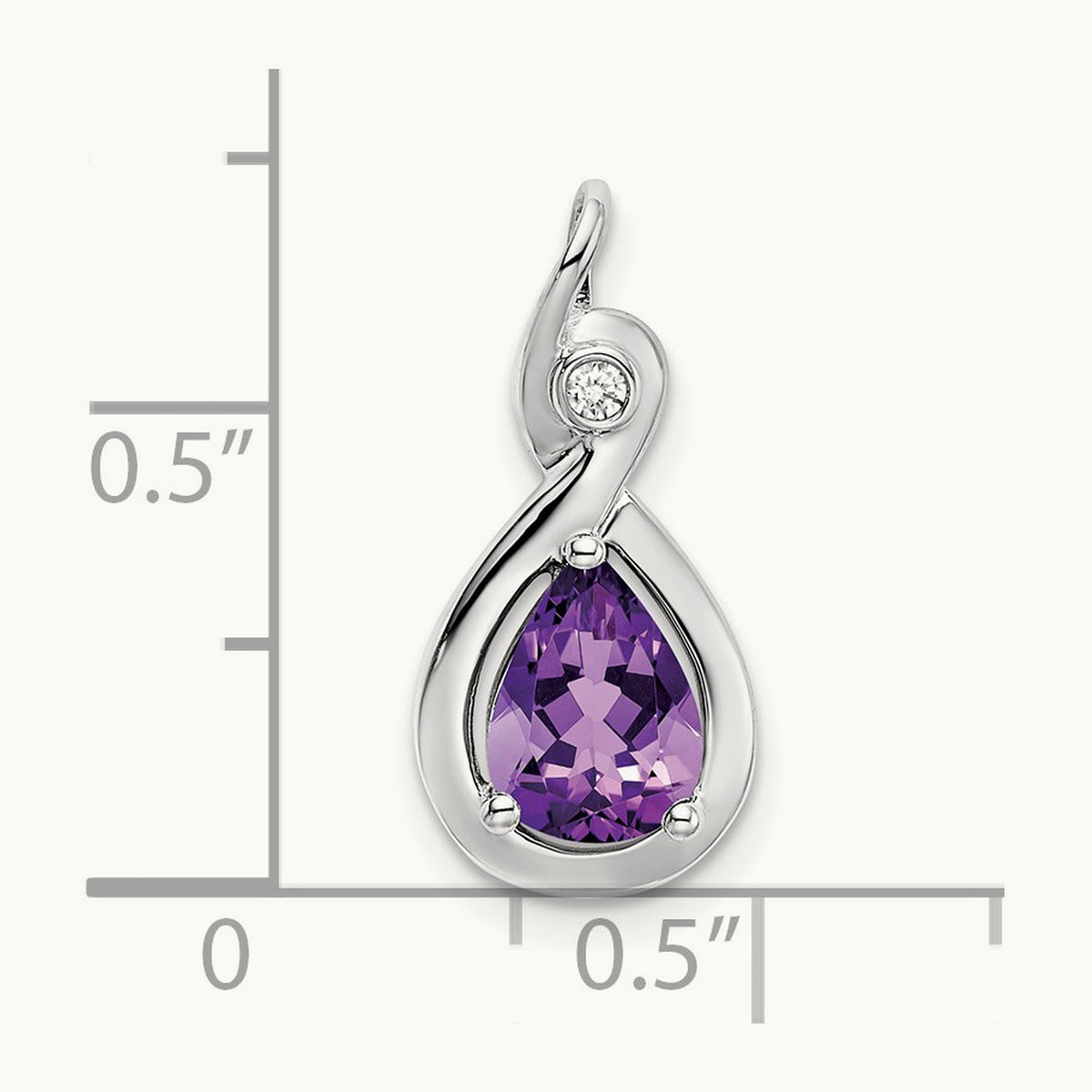 Pear Amethyst and Diamond Pendant — 14K White Gold