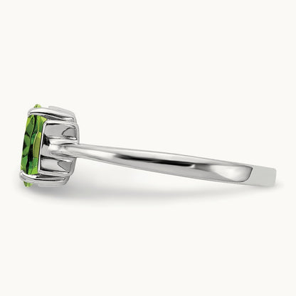 7x5mm Oval Peridot ring, 14K White Gold