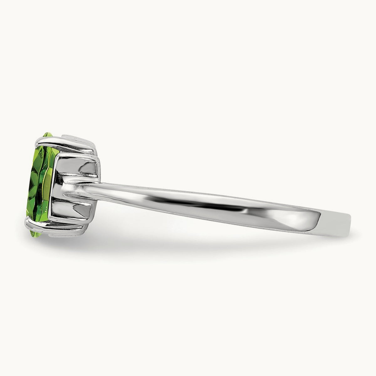 7x5mm Oval Peridot ring, 14K White Gold