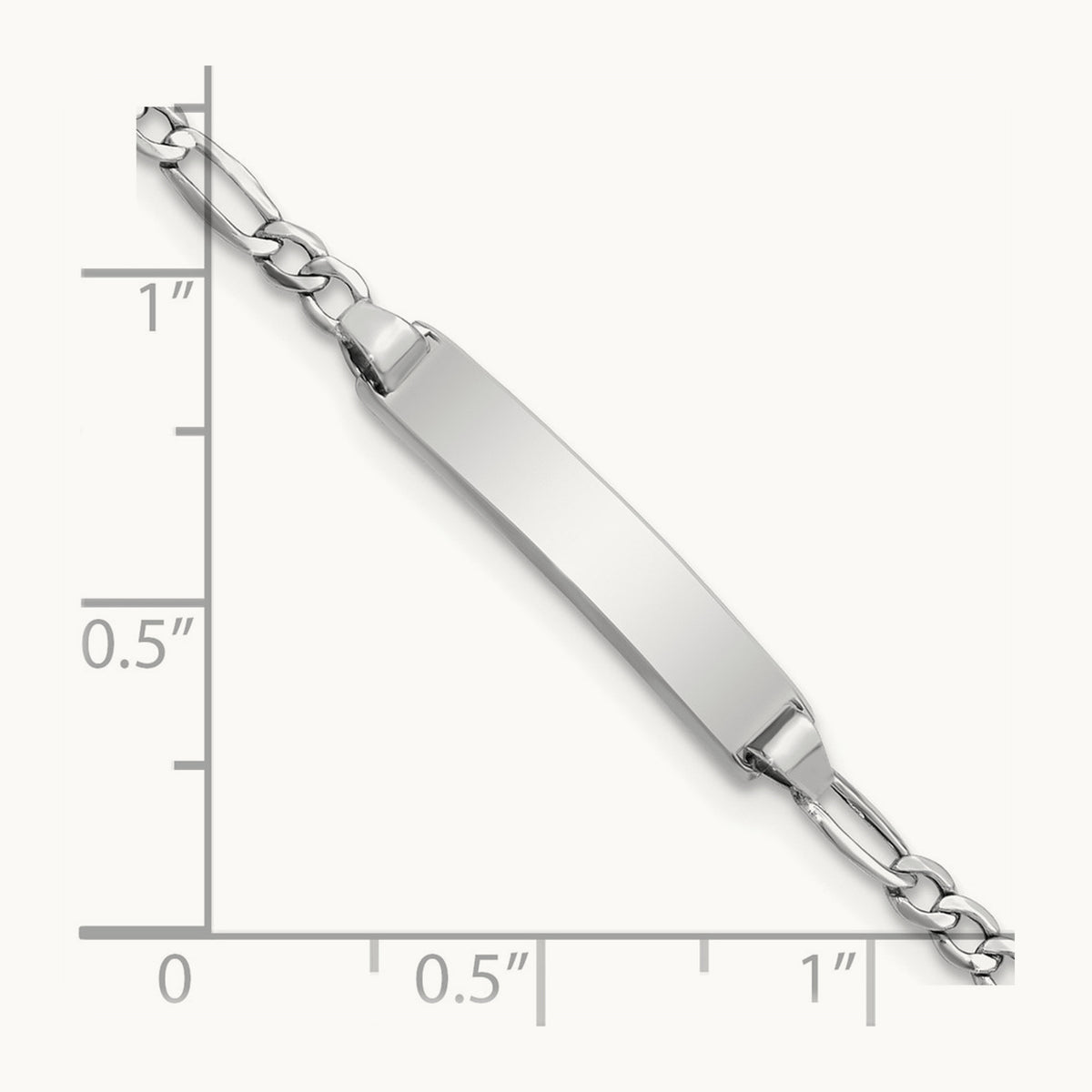 WG Semi-Solid Polished Figaro ID Bracelet, 14K