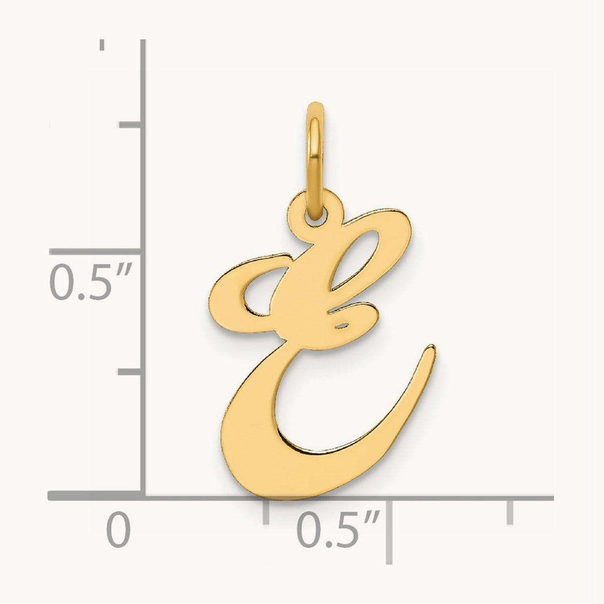 Medium Fancy Script Initial Charm — 14K Yellow Gold, E