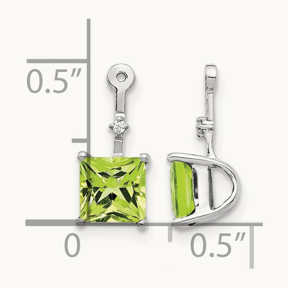 Diamond and Square Peridot Earring Jackets, 14K White Gold