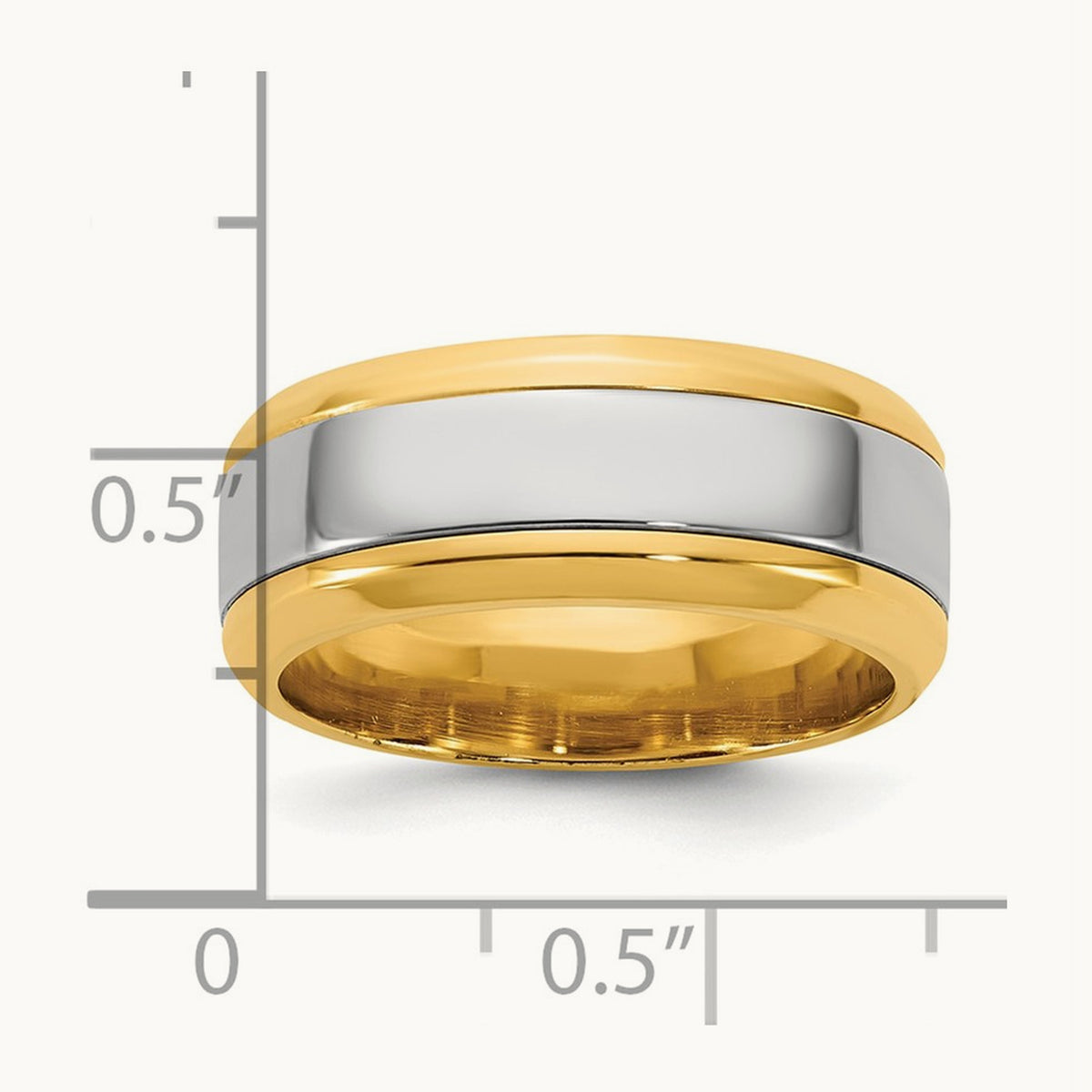 Y/W Beveled Edge Wedding Band, 8mm, 14K Two-tone