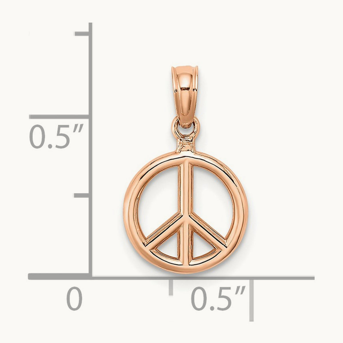 3-D Peace Symbol Charm — 14K Rose Gold, 17.5mm