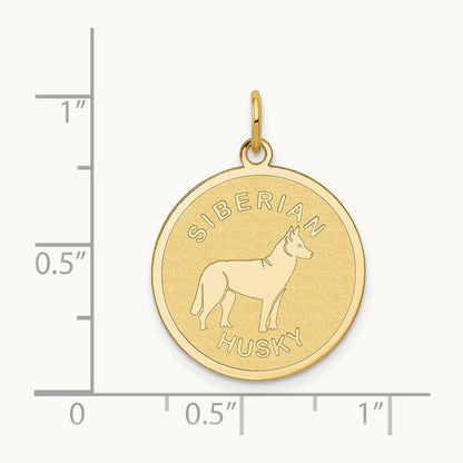 Siberian Husky Disc Charm, 14K