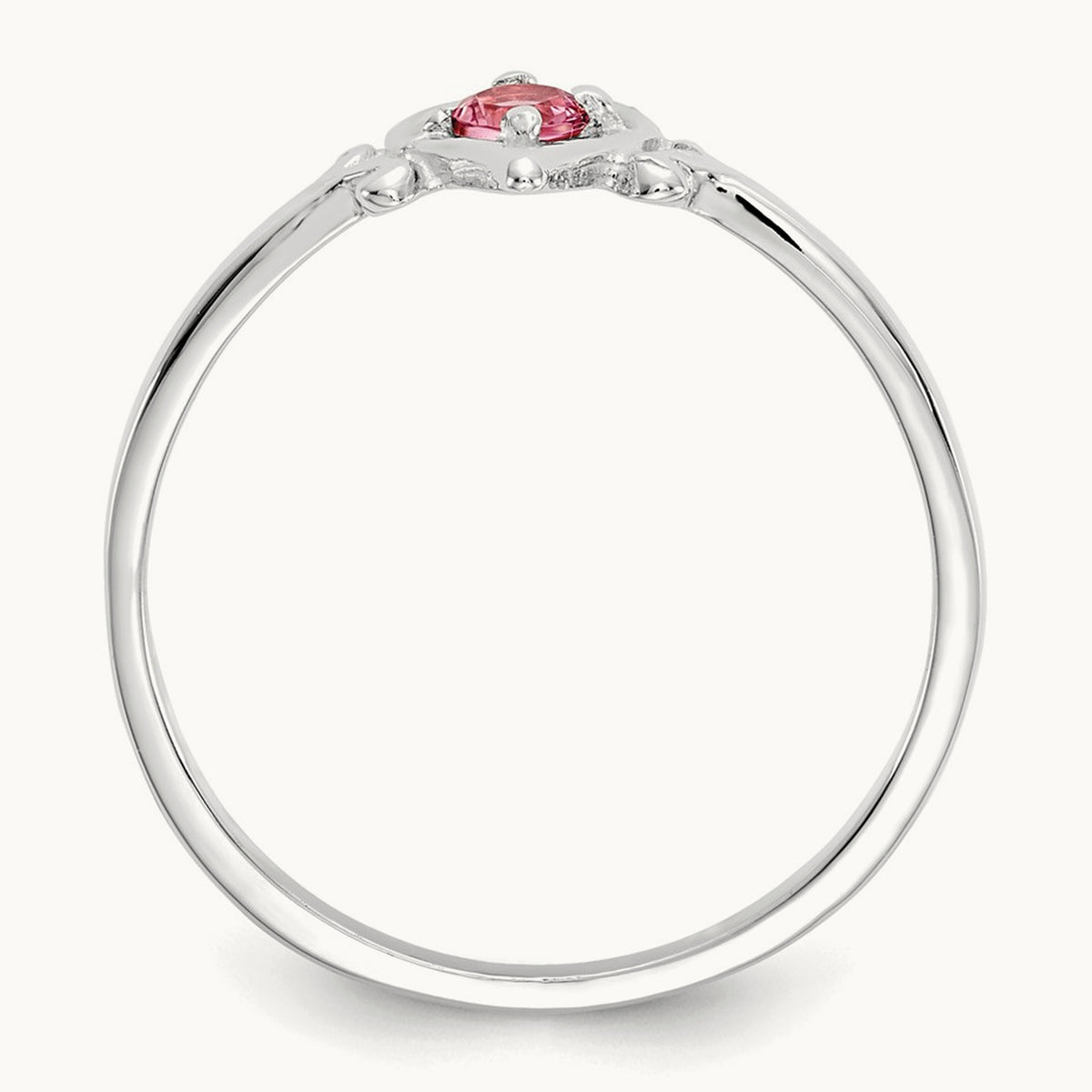 Tourmaline Birthstone Heart Ring — 14K White Gold, 7