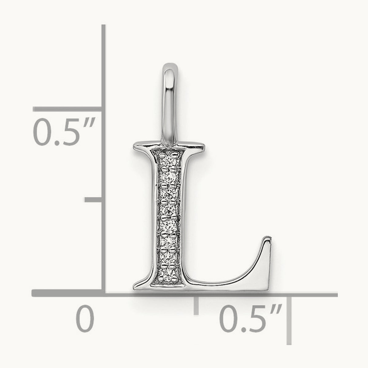 Diamond Letter L Initial Pendant, 14K White Gold