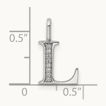 Diamond Letter L Initial Pendant, 14K White Gold