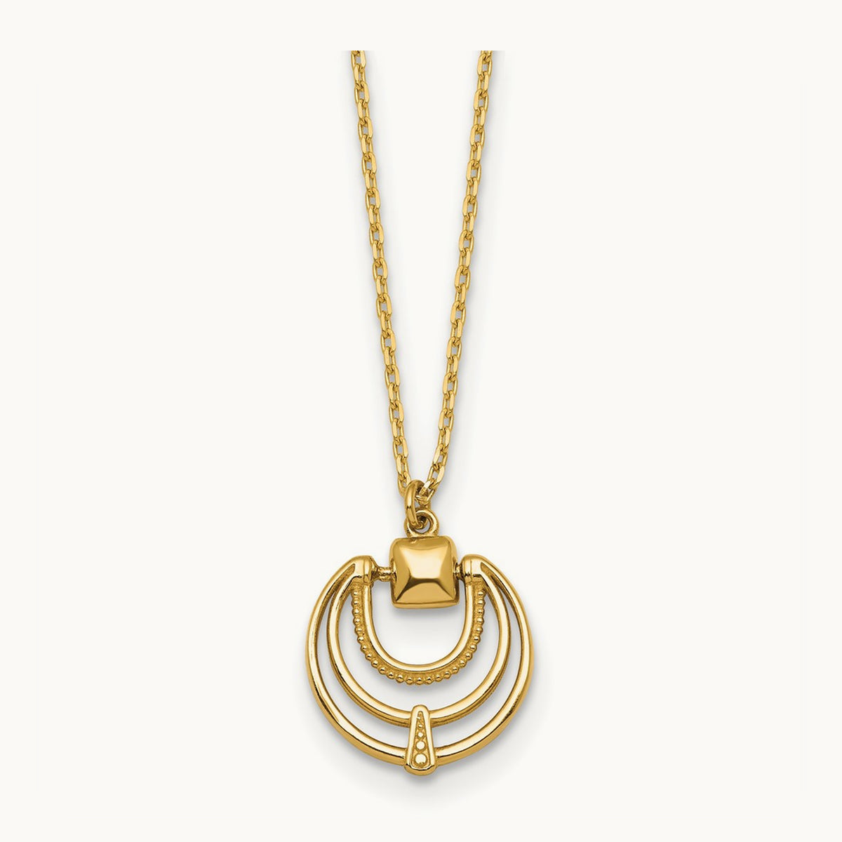Polished and Textured 17 in Necklace, 14K