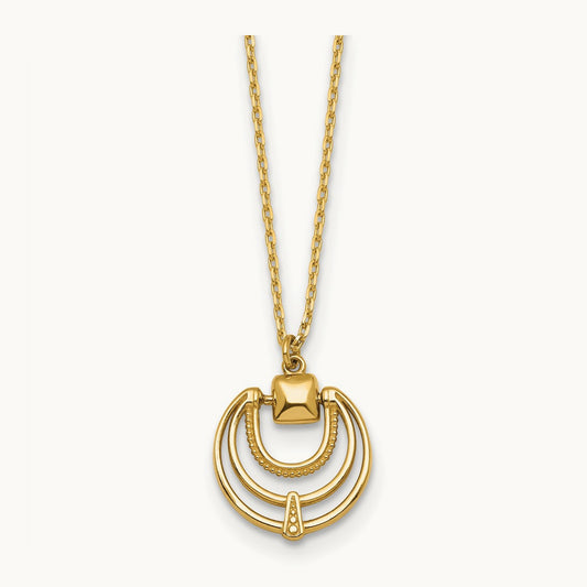 Polished and Textured 17 in Necklace, 14K