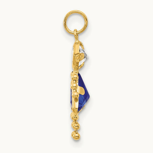 September Girl Birthstone Charm, 14K