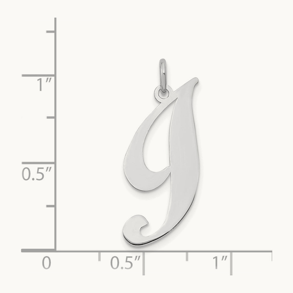 Large Fancy Script Initial Charm — 14K White Gold, I
