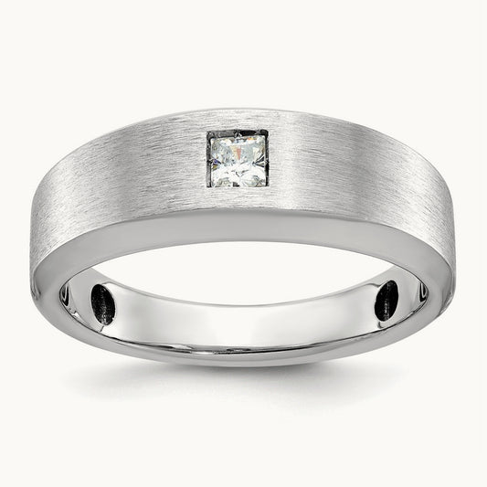 IBGoodman Men's Polished/Satin Diamond Complete Ring, 14K White Gold