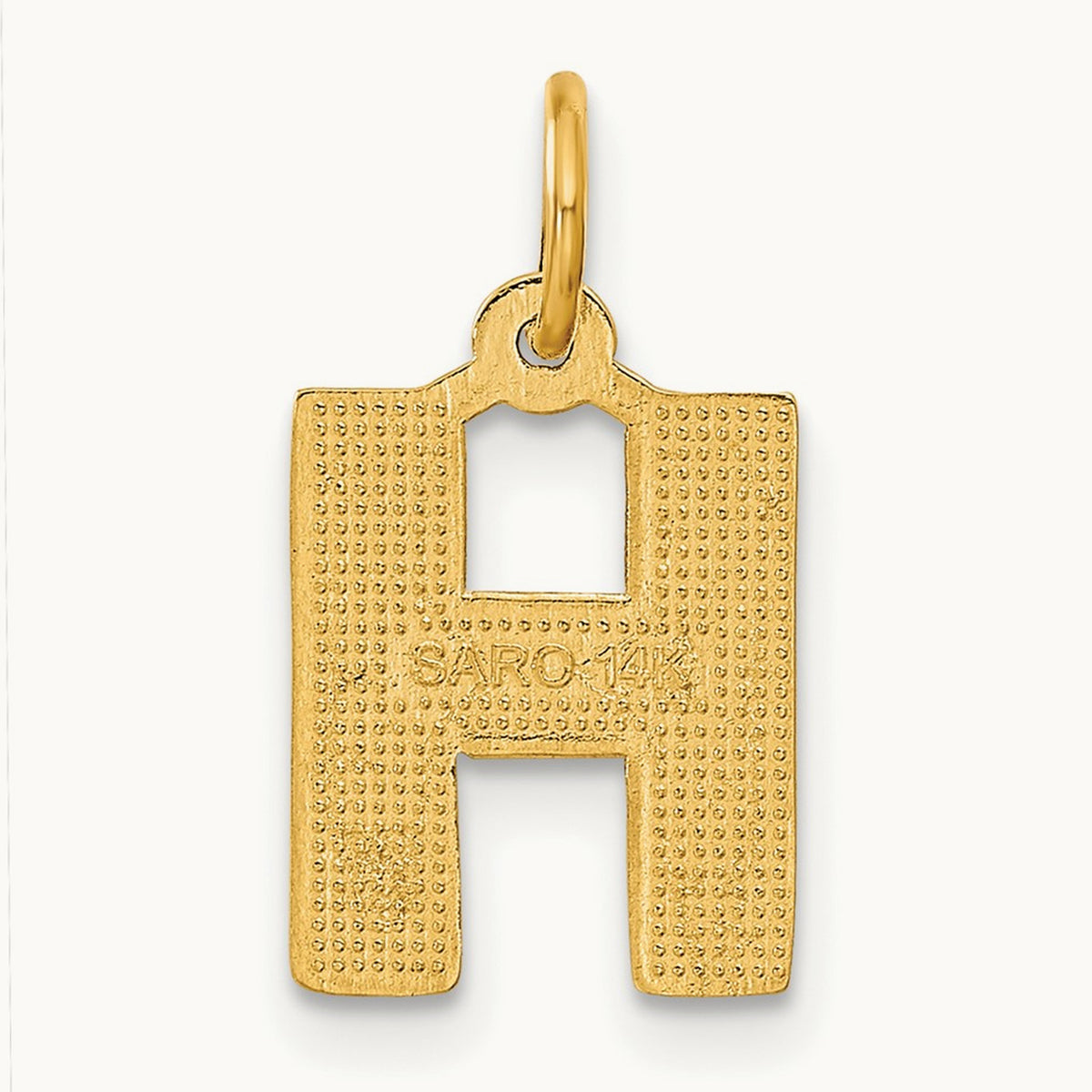 Satin Diamond-cut Initial Charm — 14K Yellow Gold, H