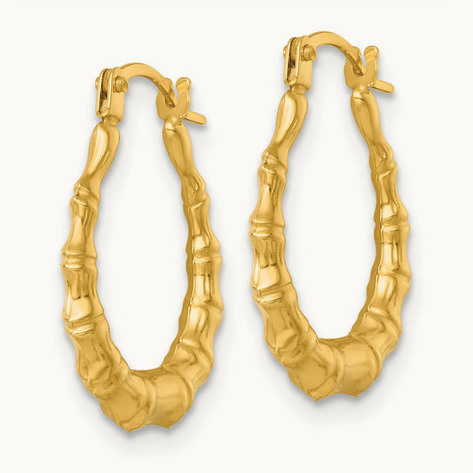 Polished Bamboo Hoop Earrings — photo set