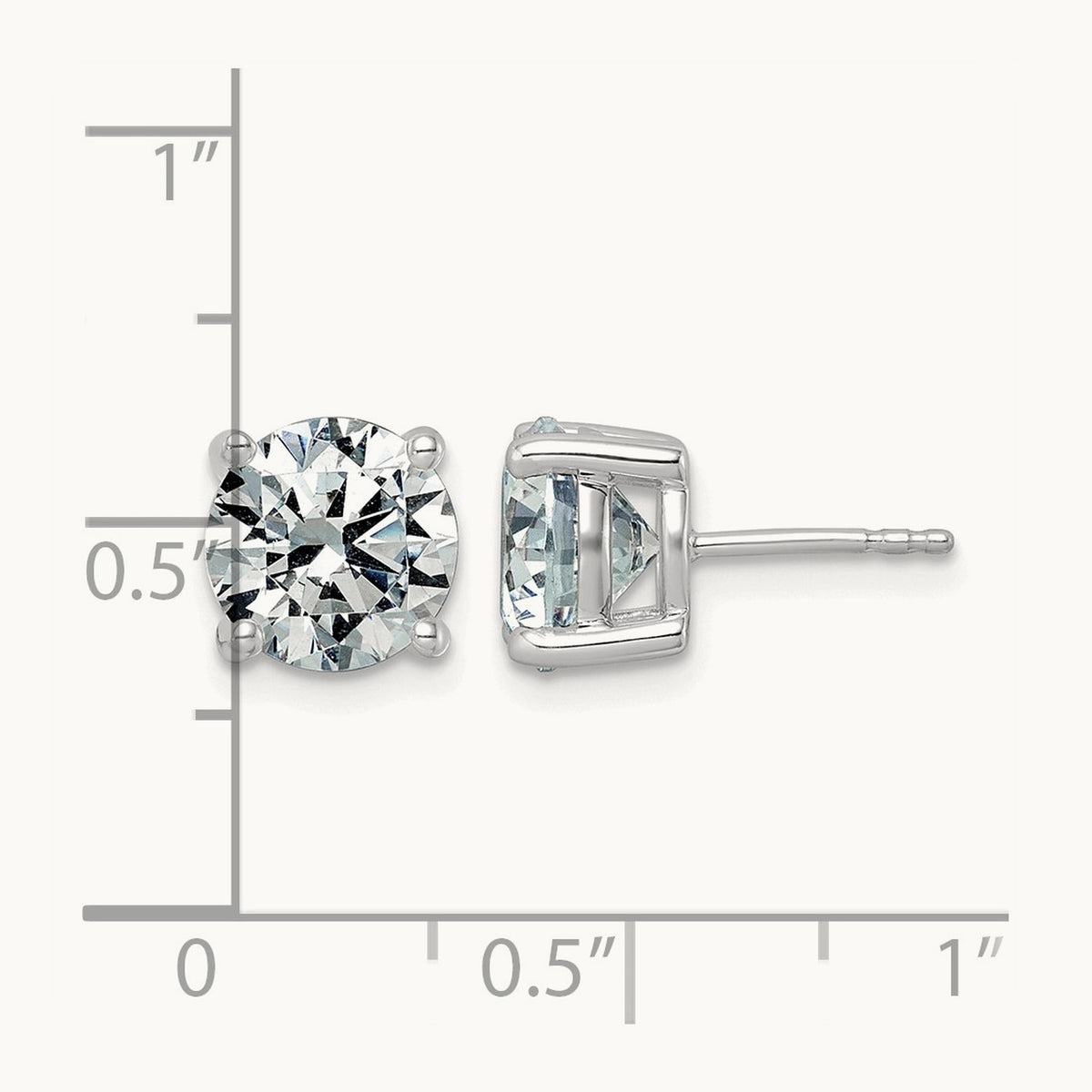 Round Lightweight Earrings, 0.25-6.00 ct tw Lab-Grown Diamond — 5 ct, 10K White Gold