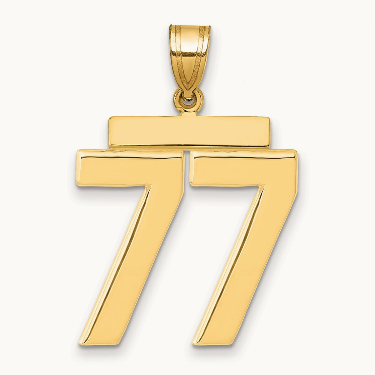 Large Polished Number 77 Charm, 14K