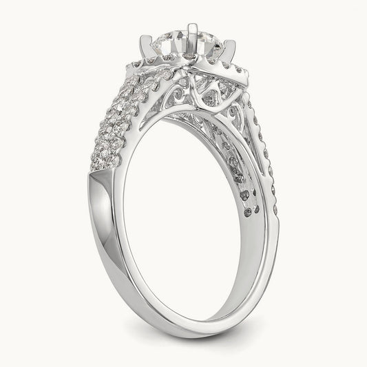 Peg Set Semi-Mount Halo Engagement Ring, 0.75 ct tw