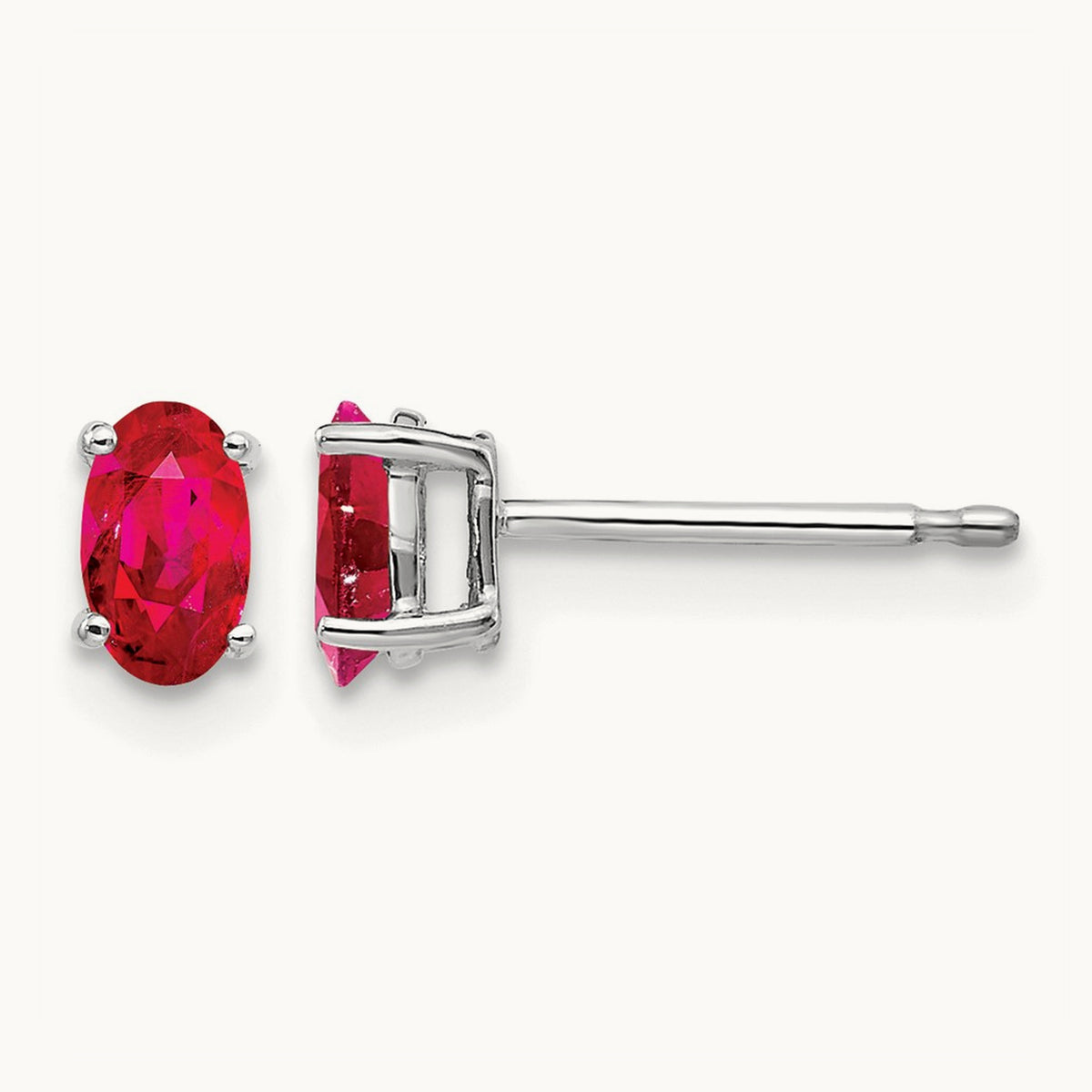 Ruby Post Earrings — 14K White Gold