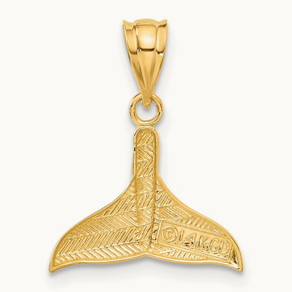 Solid Polished Open-Backed Whale Tail Pendant, 14K