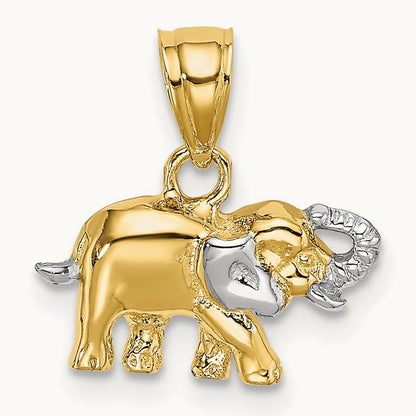 w/ Rhodium Small Elephant Charm, 14K