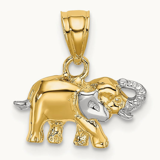 w/ Rhodium Small Elephant Charm, 14K