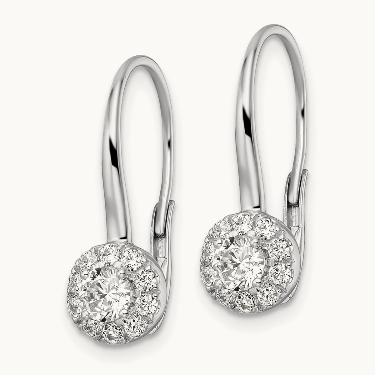 Drop Leverback Earrings, 0.75-1.50 ct tw Lab-Grown Diamond — 1 ct, 14K White Gold