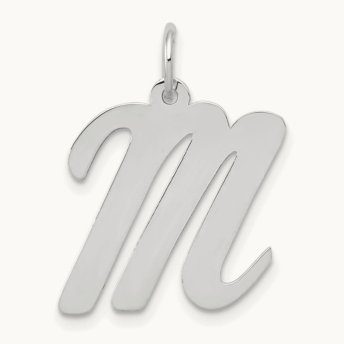 Large Script Initial Charm — 14K White Gold, M