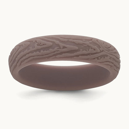 Silicone Light Brown 5.70mm Wood Grain Pattern Band