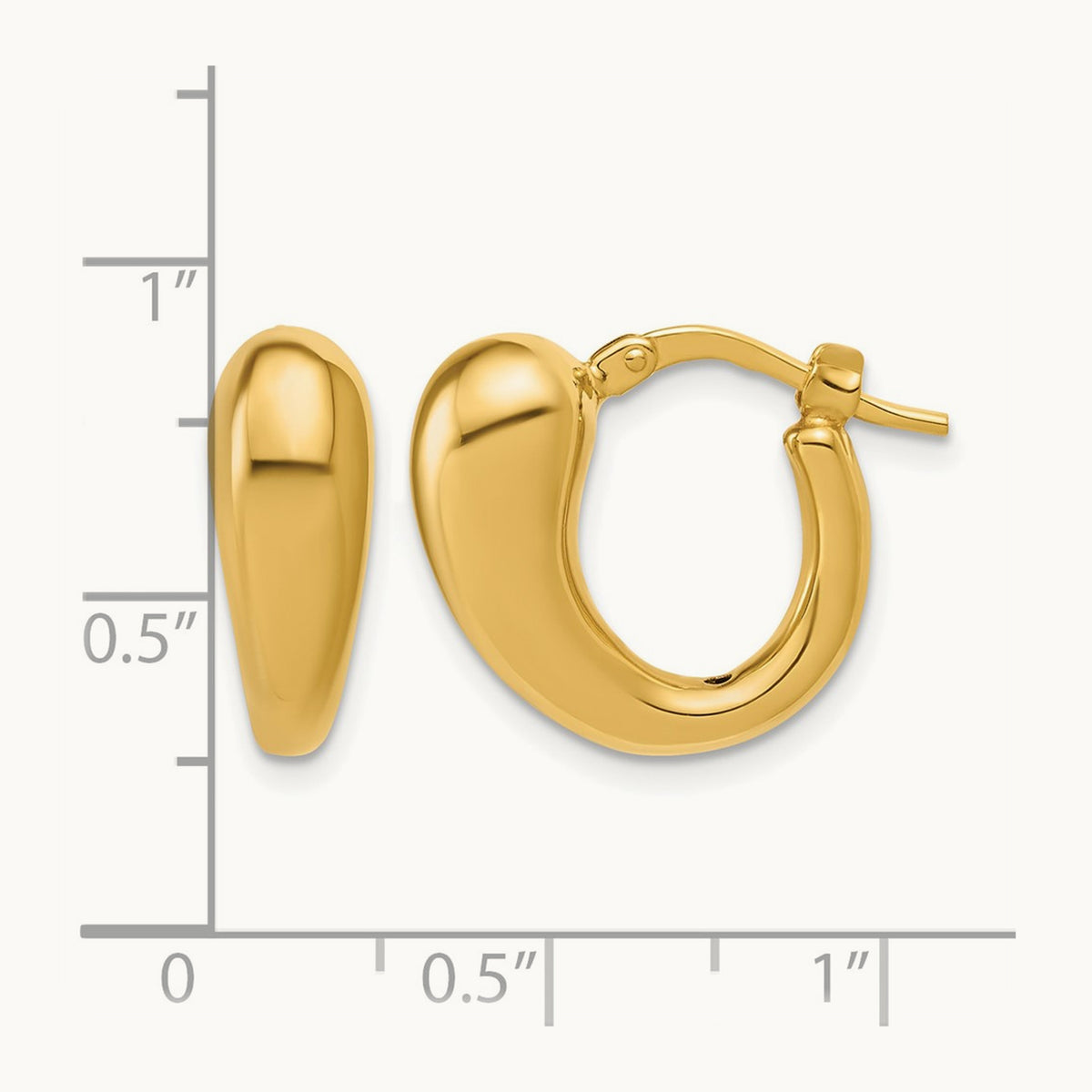 Polished Hollow Puffed Hoop Earrings, 14K — Leslie's