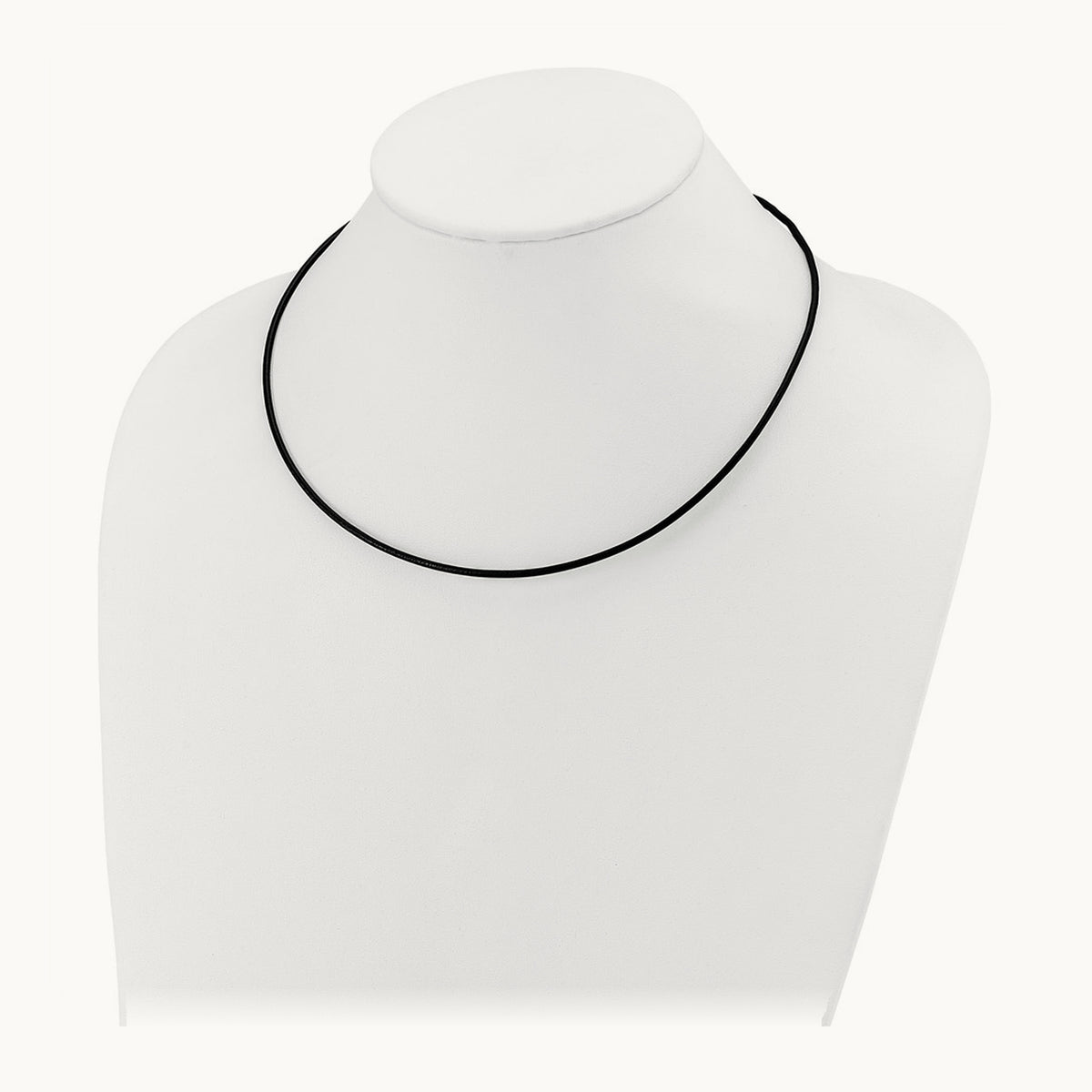 18in Black Leather Cord Necklace — 14K Yellow Gold, 2mm