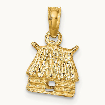 3-D Bungalow Island Hut Charm, 14K