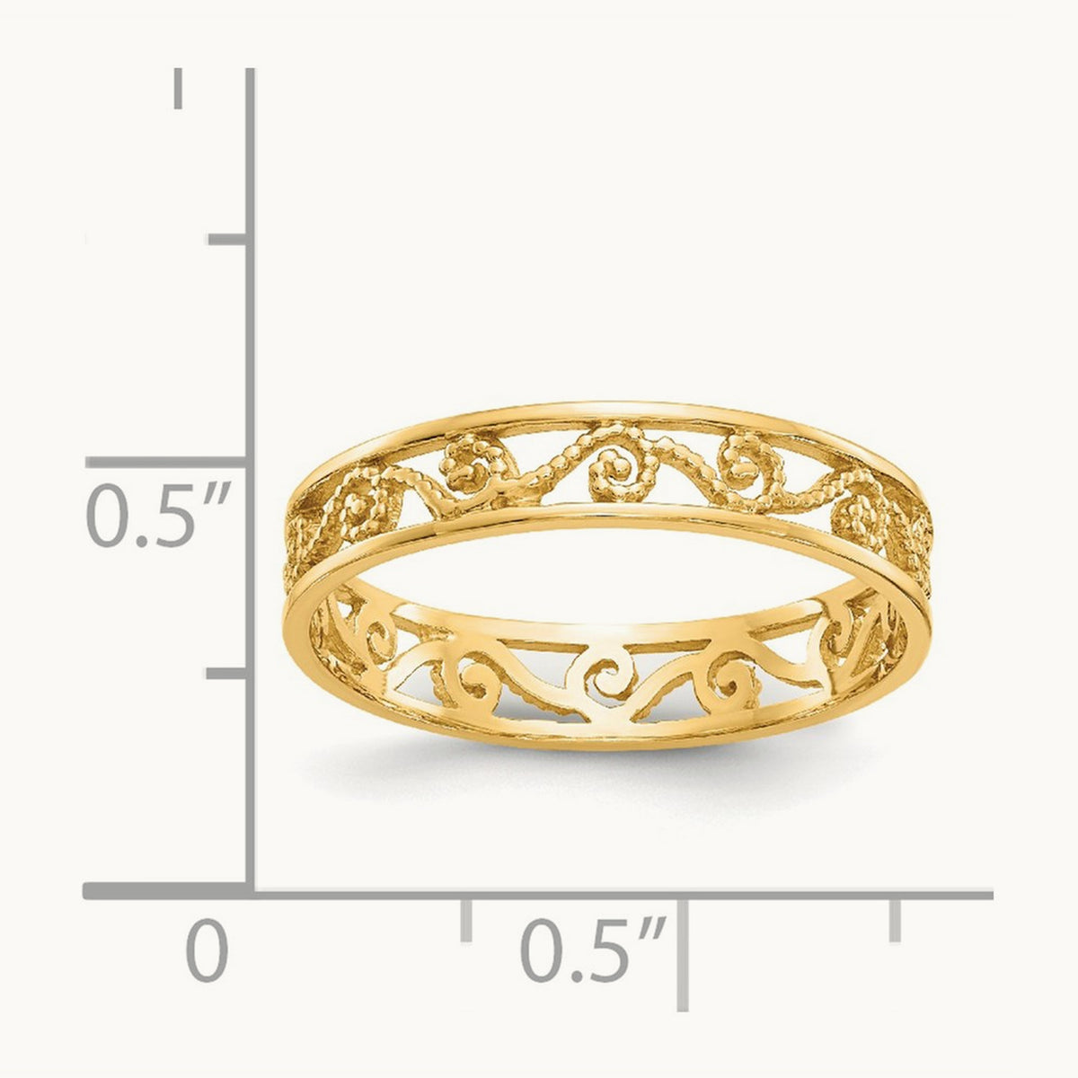 Polished/Textured Ring, 14K