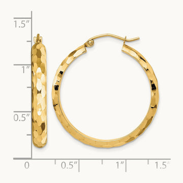 Diamond-cut Hoop Earrings, 14K