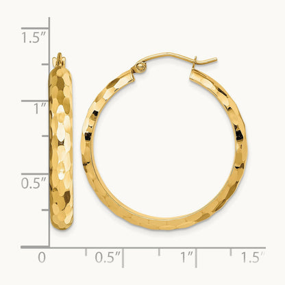 Diamond-cut Hoop Earrings, 14K