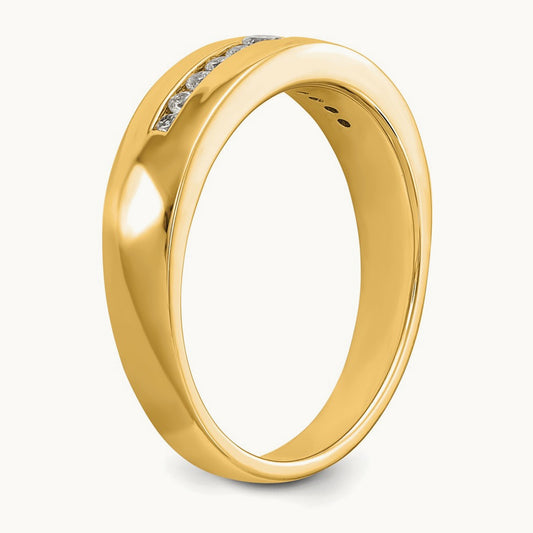 Diamond Men's Band — 14K Yellow Gold, 10