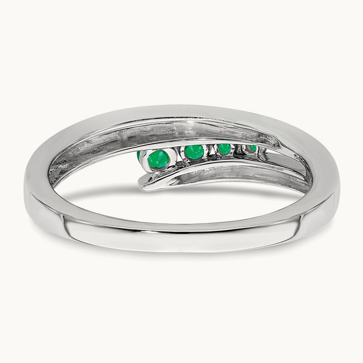 Emerald 4-stone Ring — 14K White Gold, 7