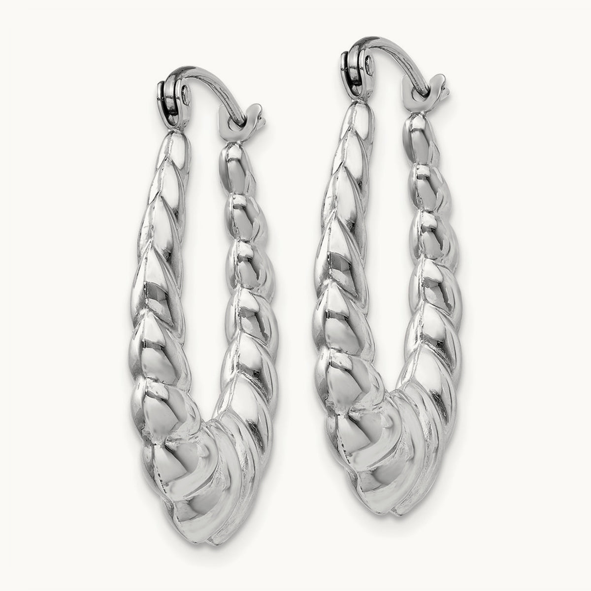 Polished and Textured Oval Hoop Earrings — photo set