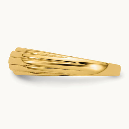 Polished Grooved Graduated Ring, 14K