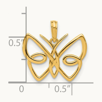 Polished Butterfly Pendant, 14K